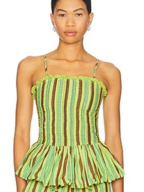 Damson Madder Bethan Bubble Cami in Tropical Business Stripe *NWT*